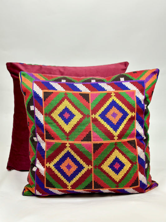 Tausug 22x22 Accent Pillow - Maroon Back