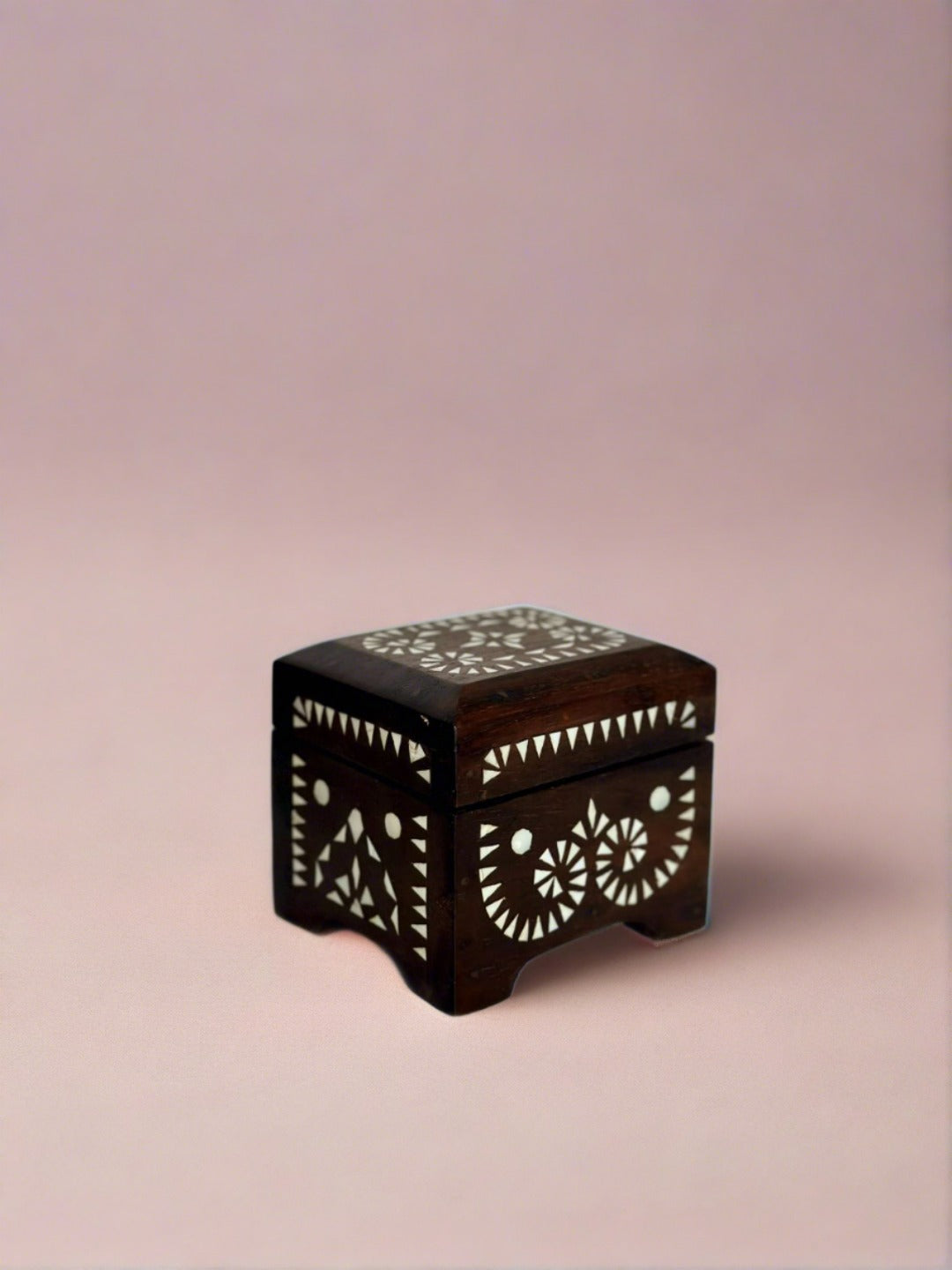 Handmade baor or wooden box made of hardwood or narra from Maranao craftsman of Tugaya, Lanao del Sur with traditional Maranao okir carvings and mother of pearl shells_jewelry box by Malingkat Weaves from the Philippines