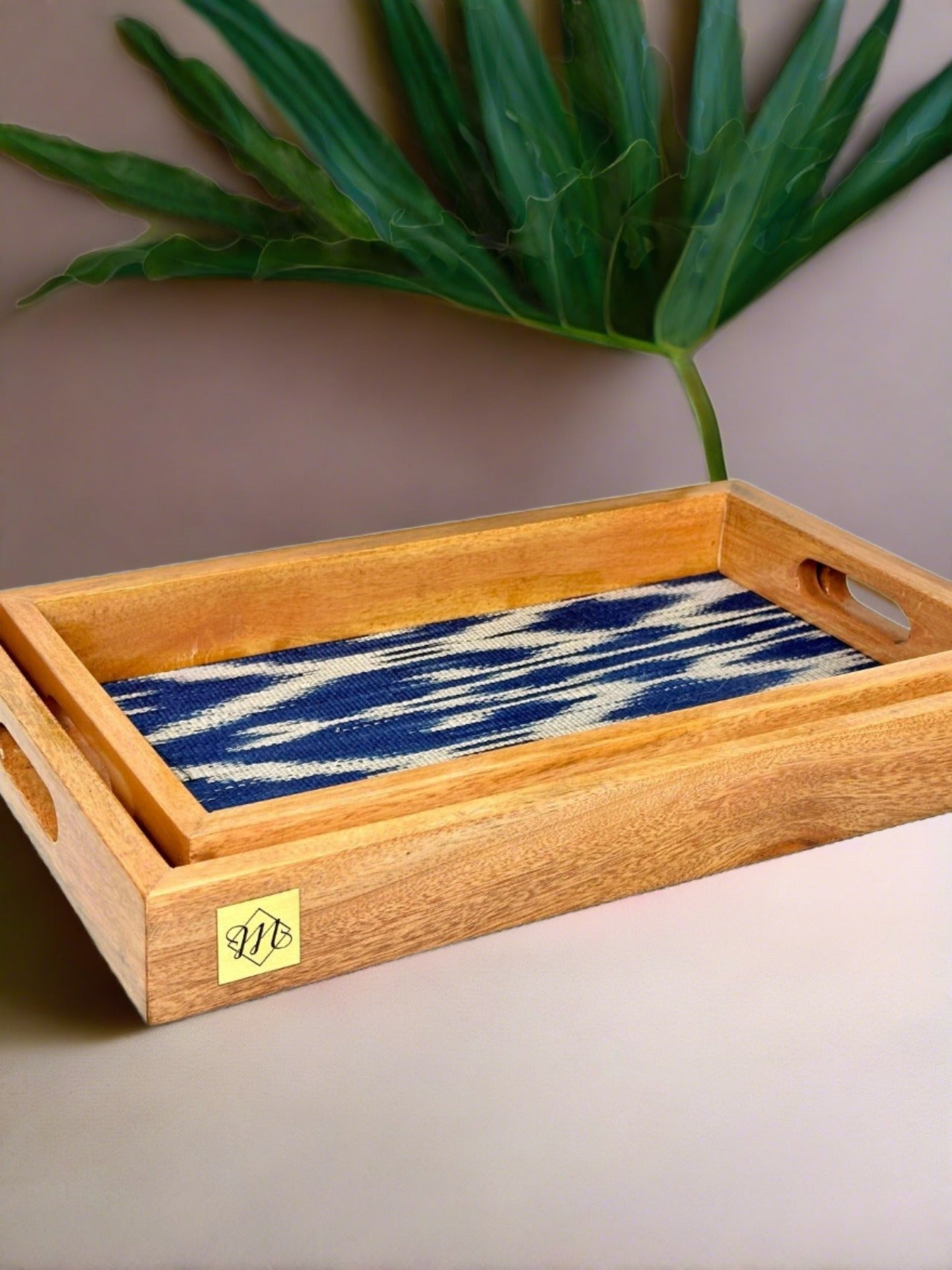 Set of 2 T'nalak Nesting Serving Trays - Blue