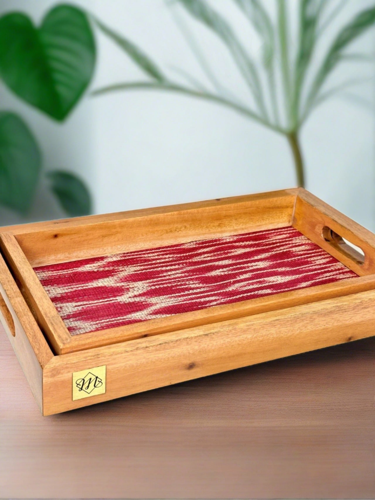Set of 2 T'nalak Nesting Serving Trays - Pink