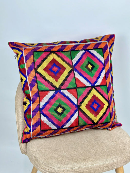 Tausug 22x22 Accent Pillow Cover - Pink Back