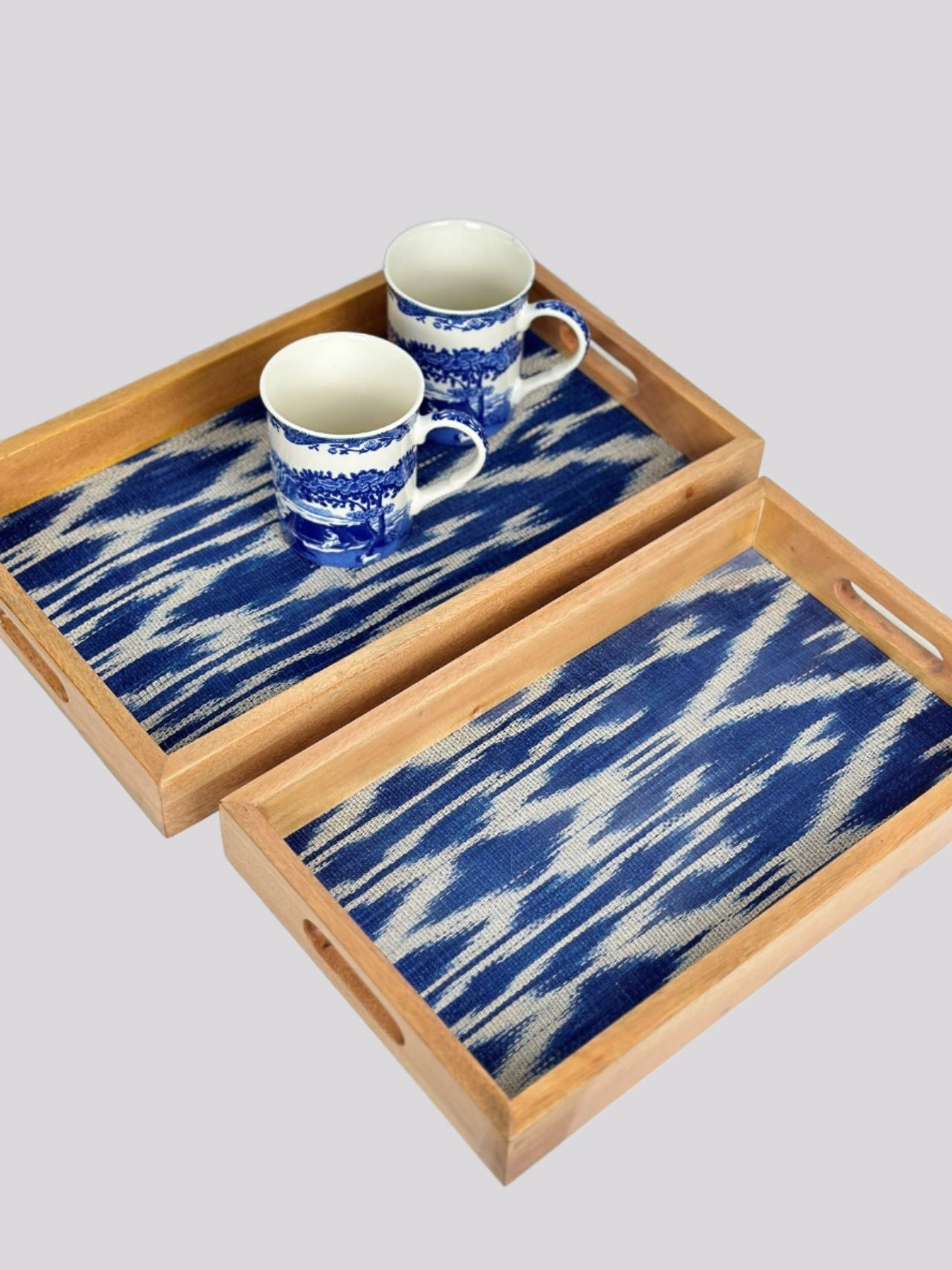 Set of 2 T'nalak Nesting Serving Trays - Blue