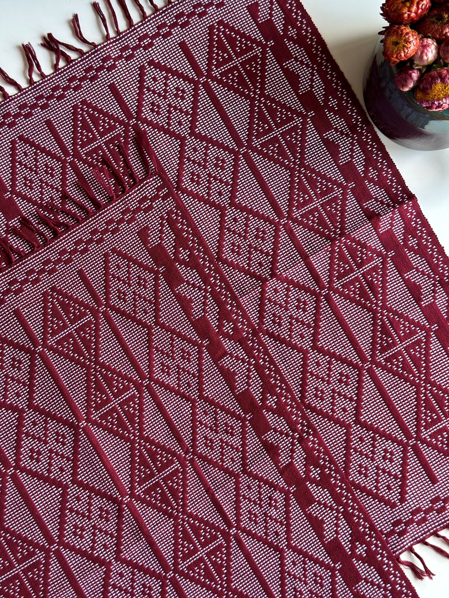 Yakan Placemats - Maroon/White