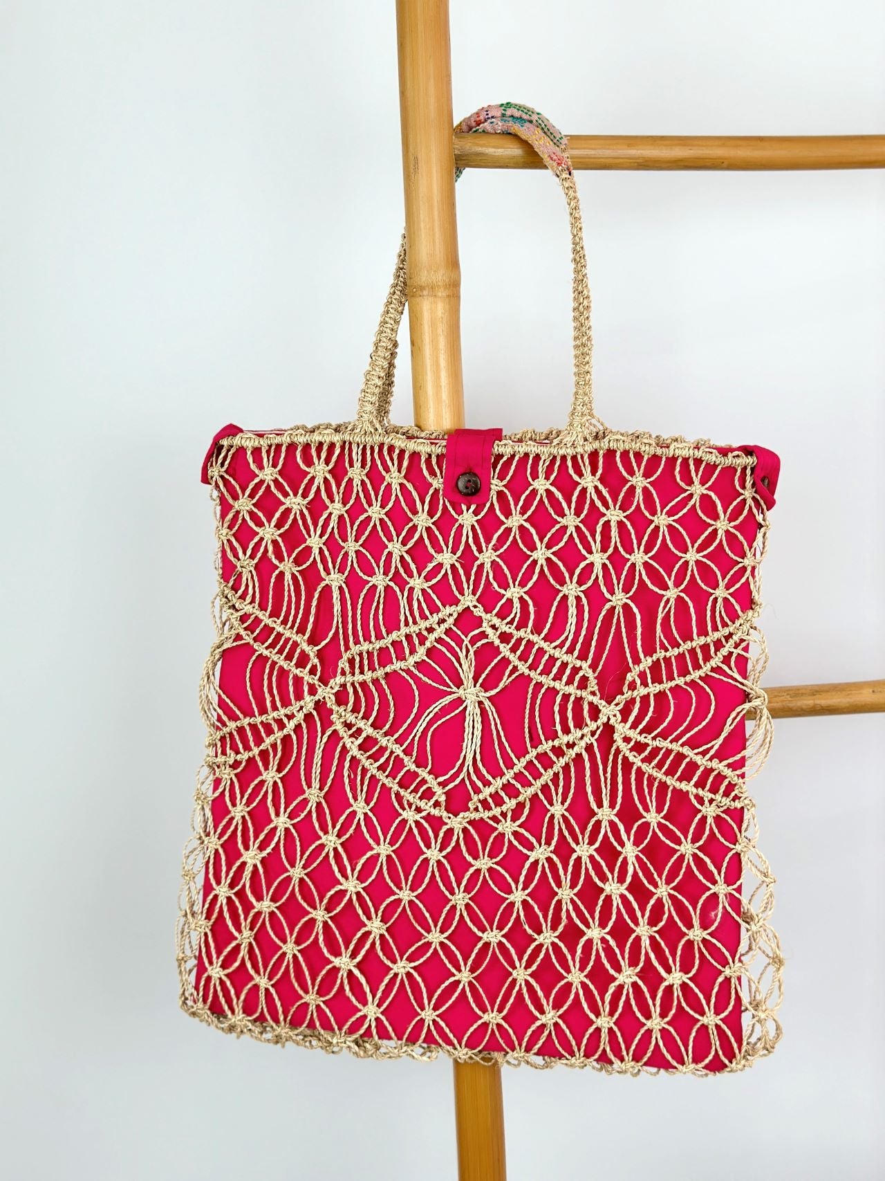 Abaca Macrame Tote with Removable Inner Bag