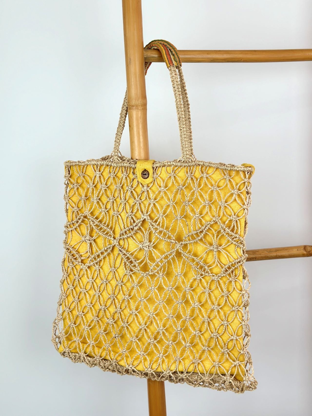 Abaca Macrame Tote with Removable Inner Bag