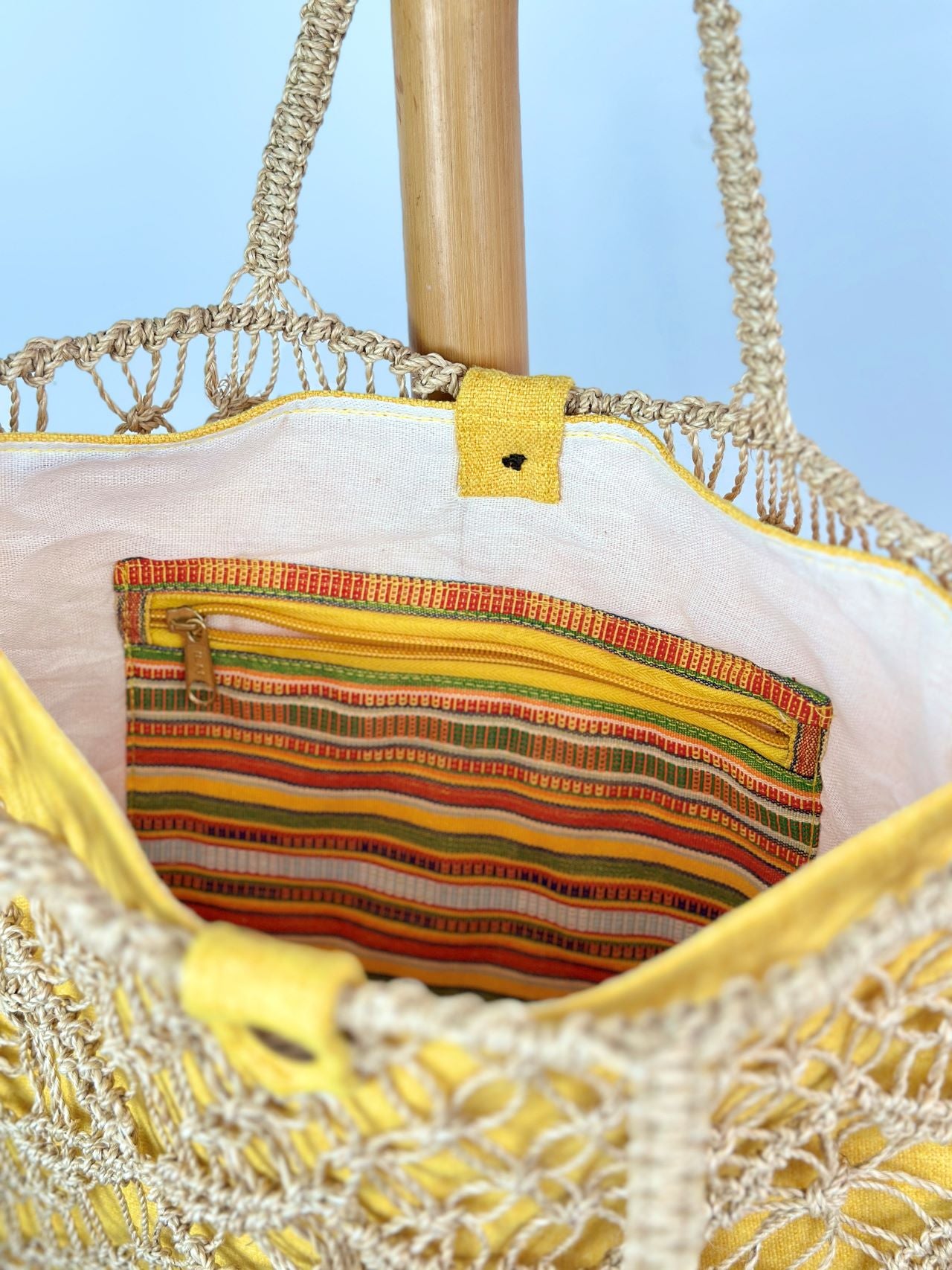 Abaca Macrame Tote with Removable Inner Bag