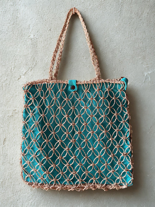 Abaca Macrame Tote with Removable Inner Bag
